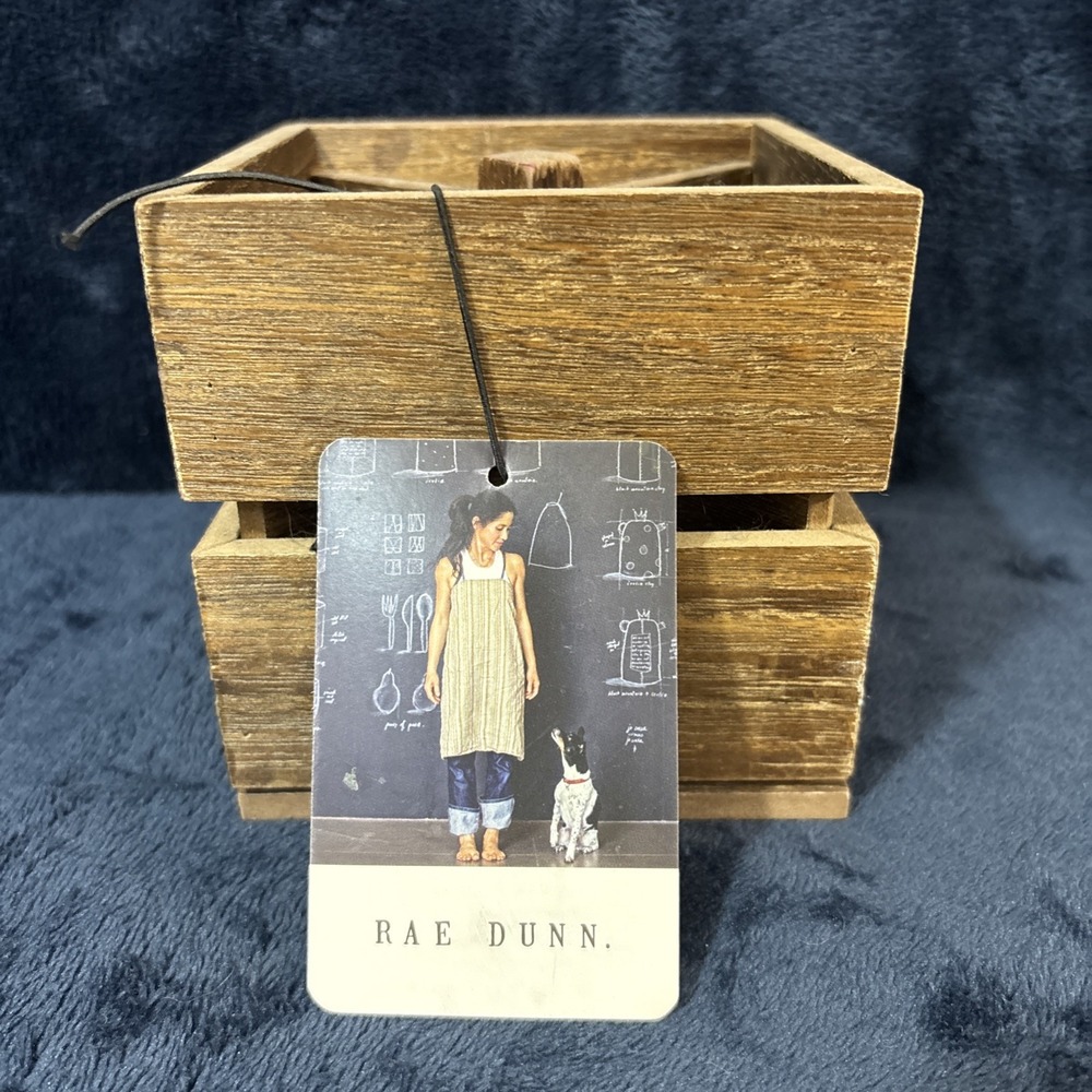 Rae Dunn Wooden Brown Spinning Pen Pencil Caddy Holder Organizer - Brand New - Picture 2 of 5